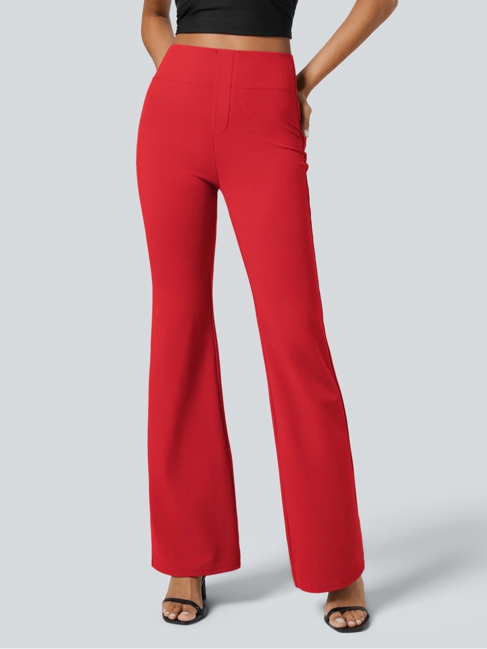 HALARA High-Rise Red Flare Pants - Picture 2 of 3